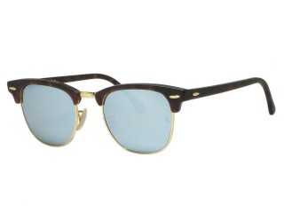 Ray Ban RB3016 Clubmaster 1145/30 Sand Havana Silver Mirror Sunglasses 51mm