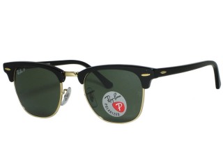 Ray Ban RB3016 Clubmaster 901/58 Black Polarized Sunglasses 49mm